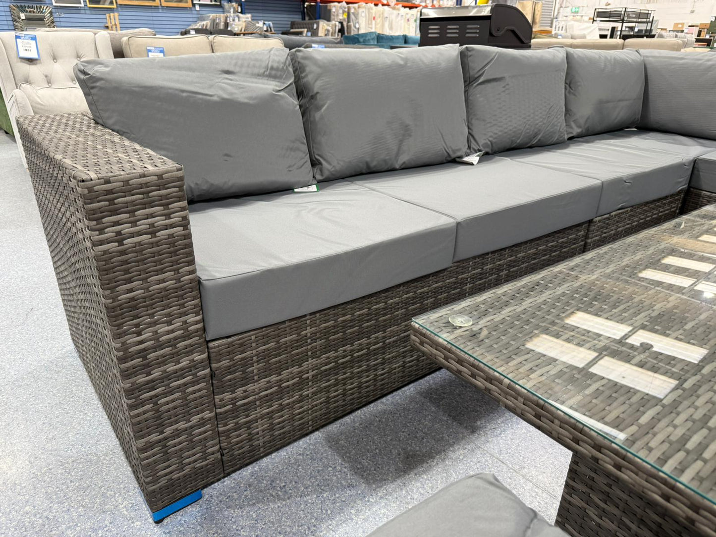 Cuba Grey Rattan Corner Rising Table Set