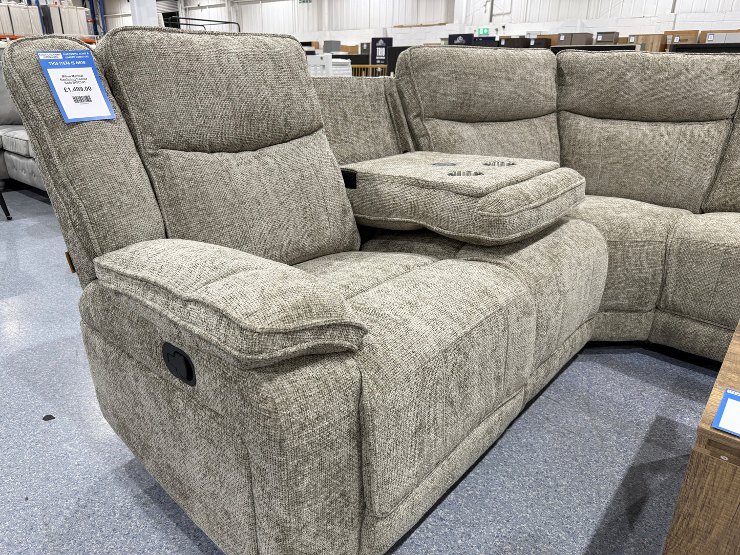 Milan Manual Reclining Corner Sofa BISCUIT