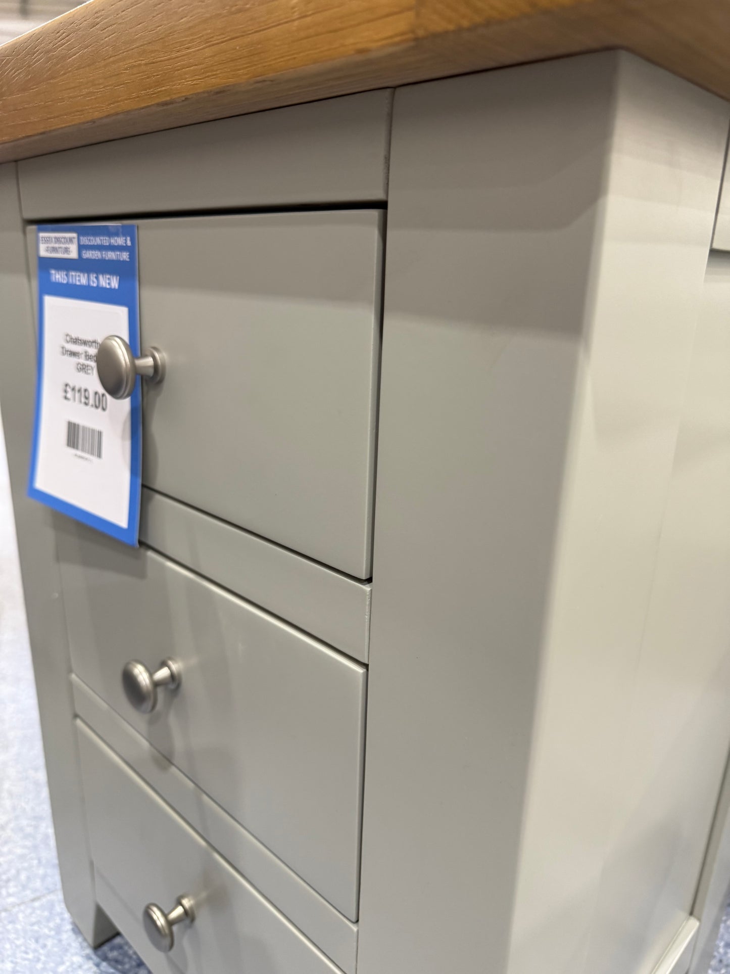 Chatsworth 3 Drawer Bedside GREY