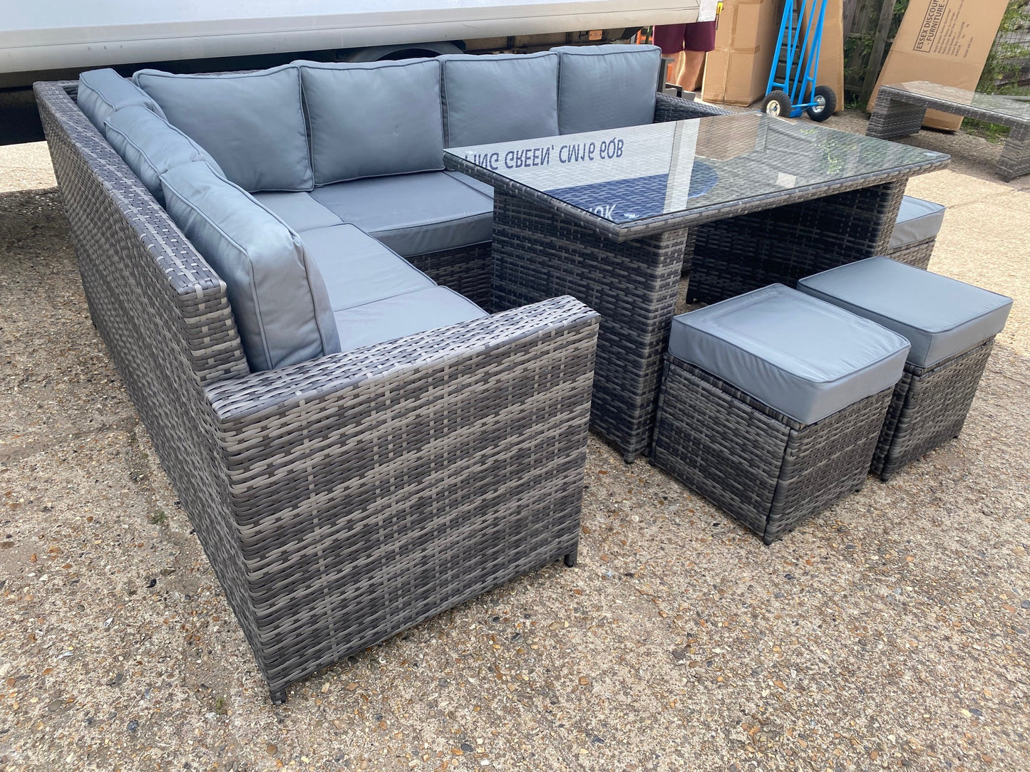 Set 172 Mixed Grey Rattan Large Corner Dining Set