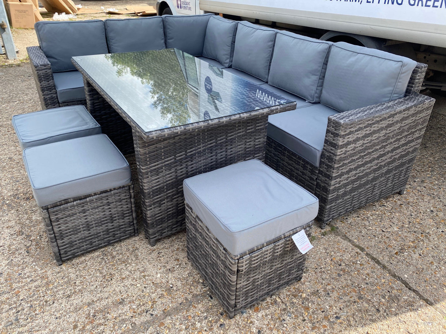 Set 172 Mixed Grey Rattan Large Corner Dining Set