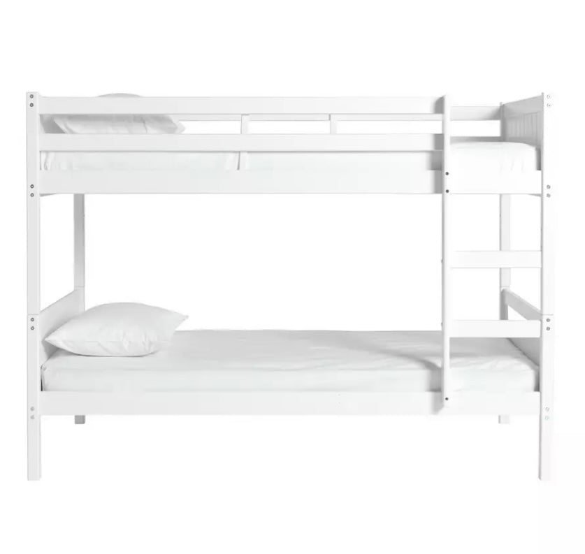 White Wooden Detachable Bunk Bed