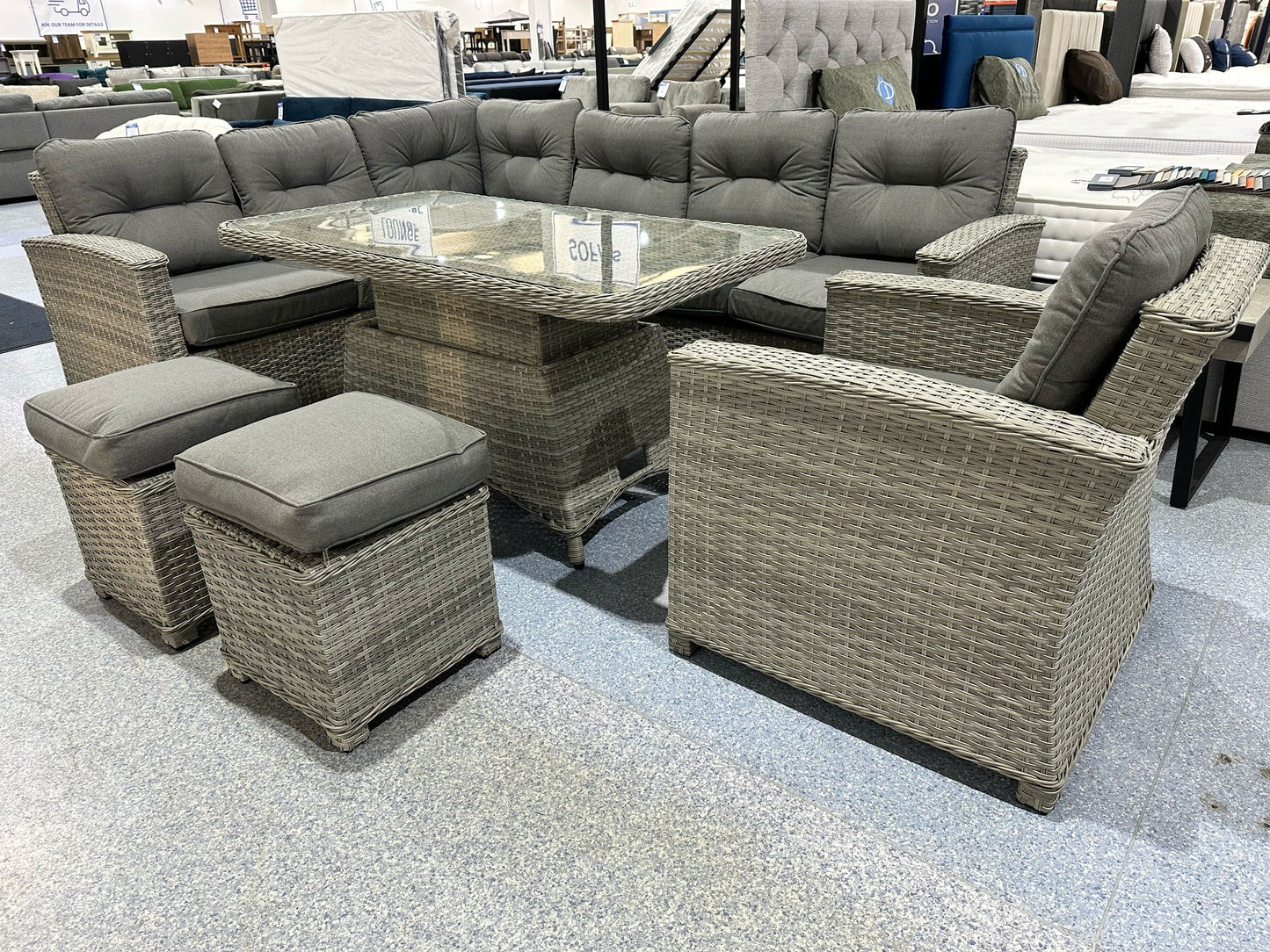 Corfu Light Grey Corner Rising Table Set