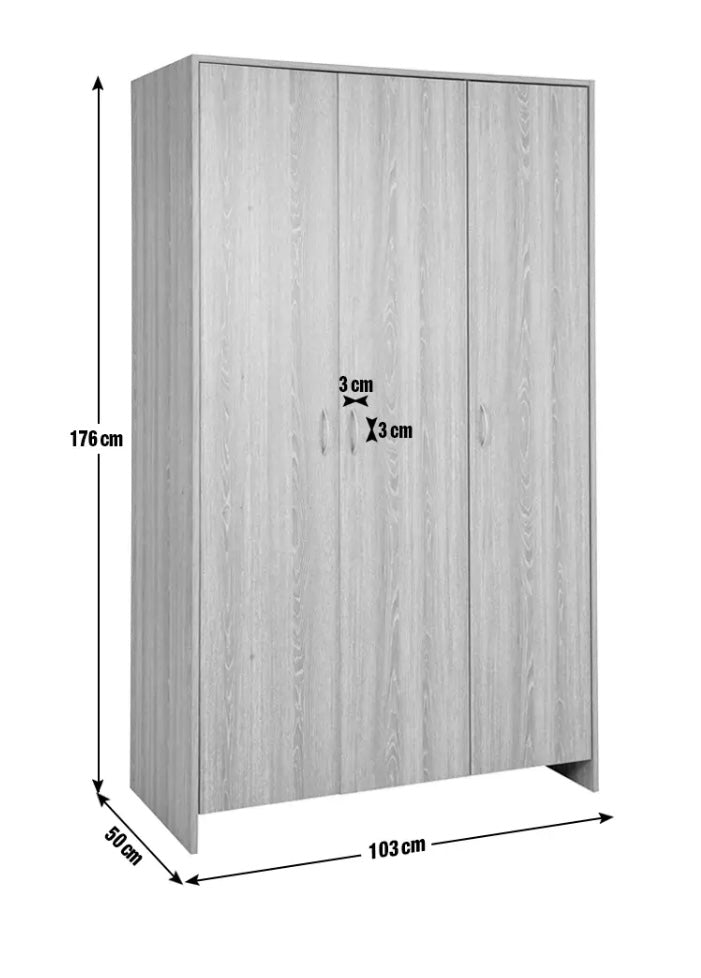Seville Grey 3 Door Wardrobe