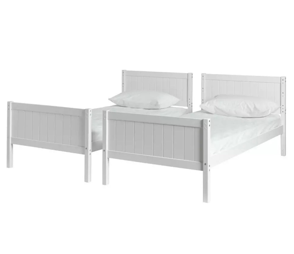 White Wooden Detachable Bunk Bed