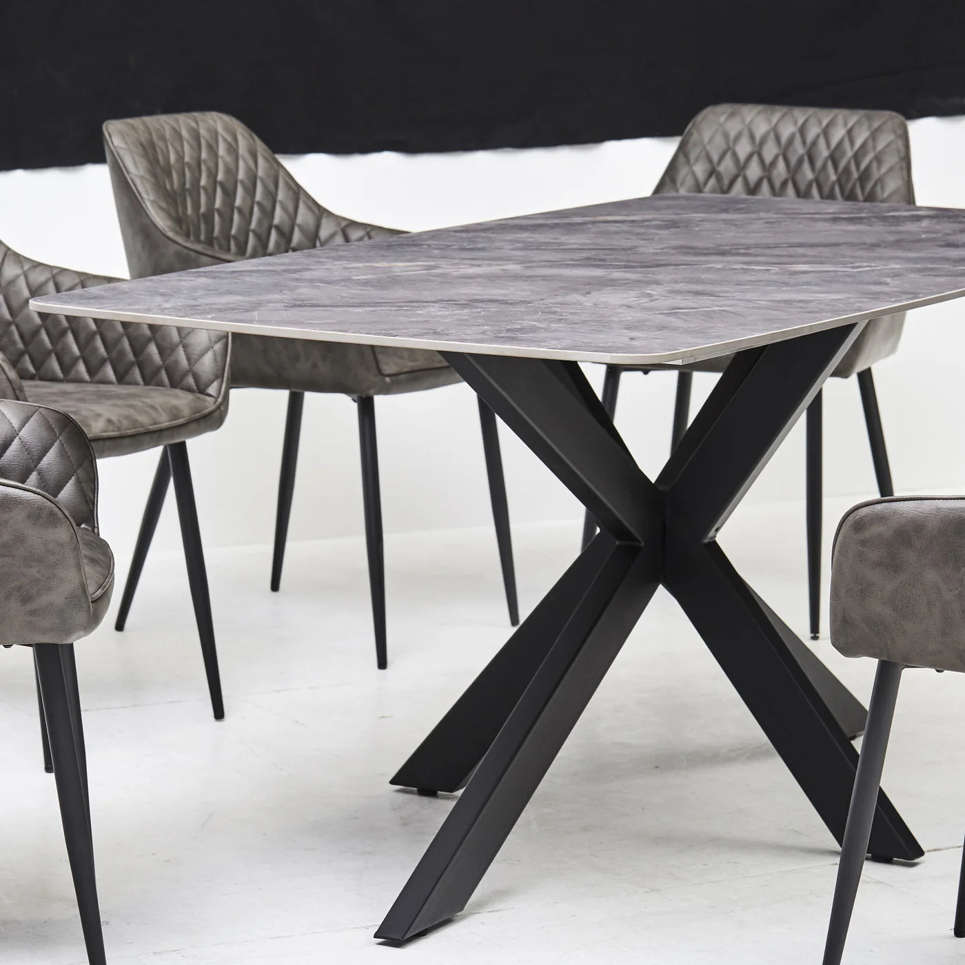Grey Ceramic Top Dining Table