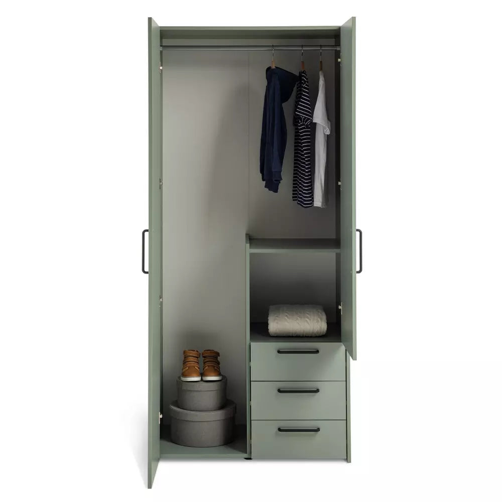 Oldham 2 Door 3 Drawer Wardrobe GREEN