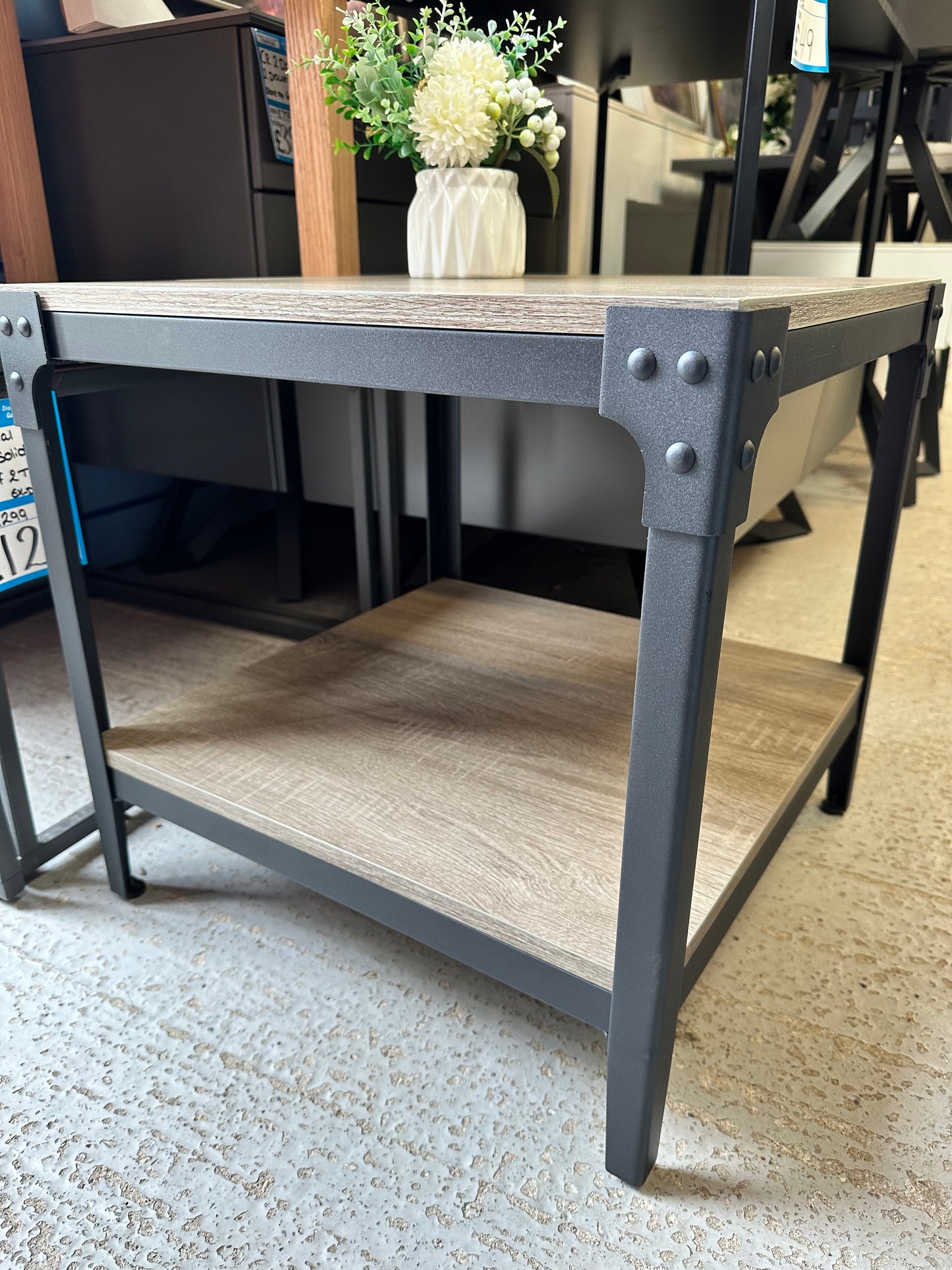 Set Of 2 Industrial Style Side Tables