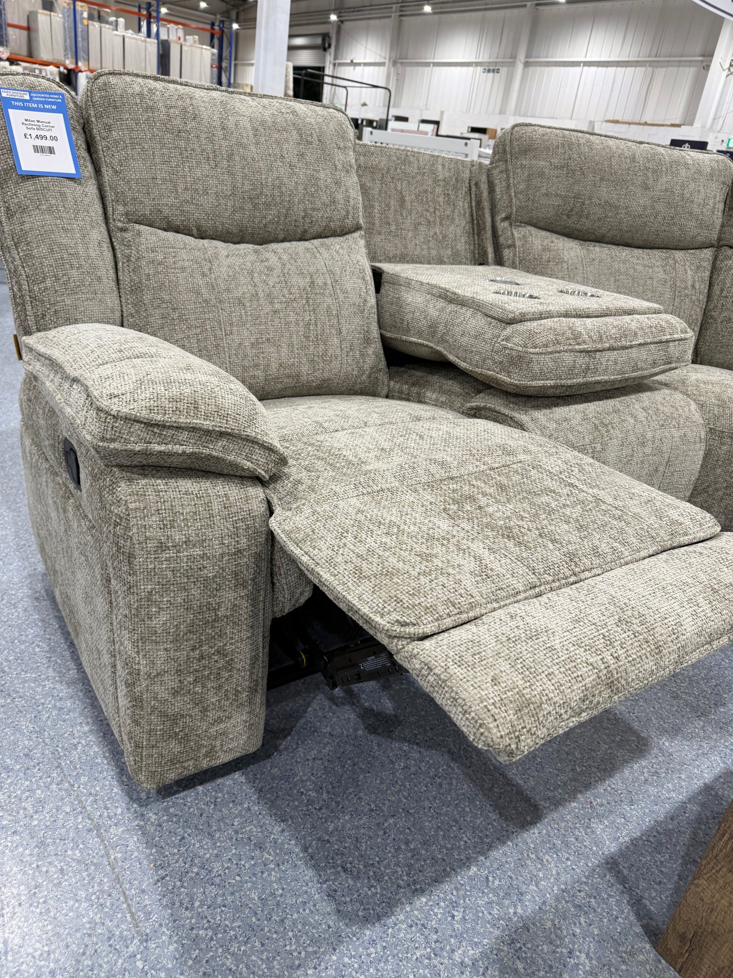 Milan Manual Reclining Corner Sofa BISCUIT