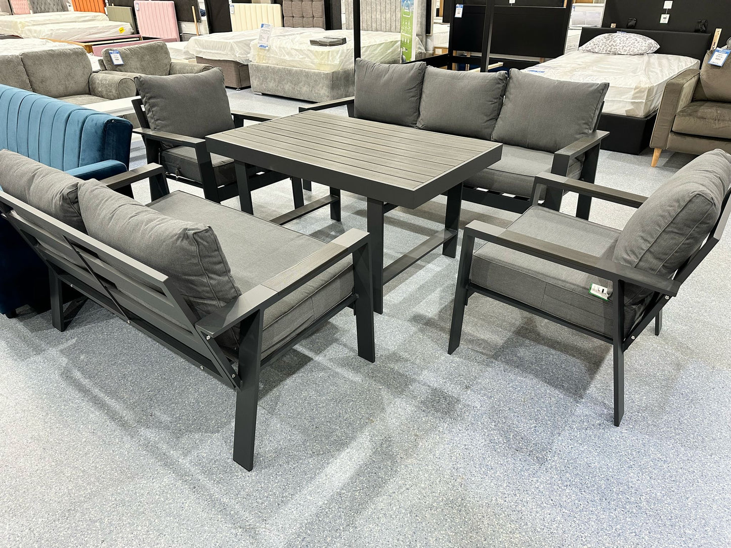 Florida Grey Aluminium 7 Seater Dining Set