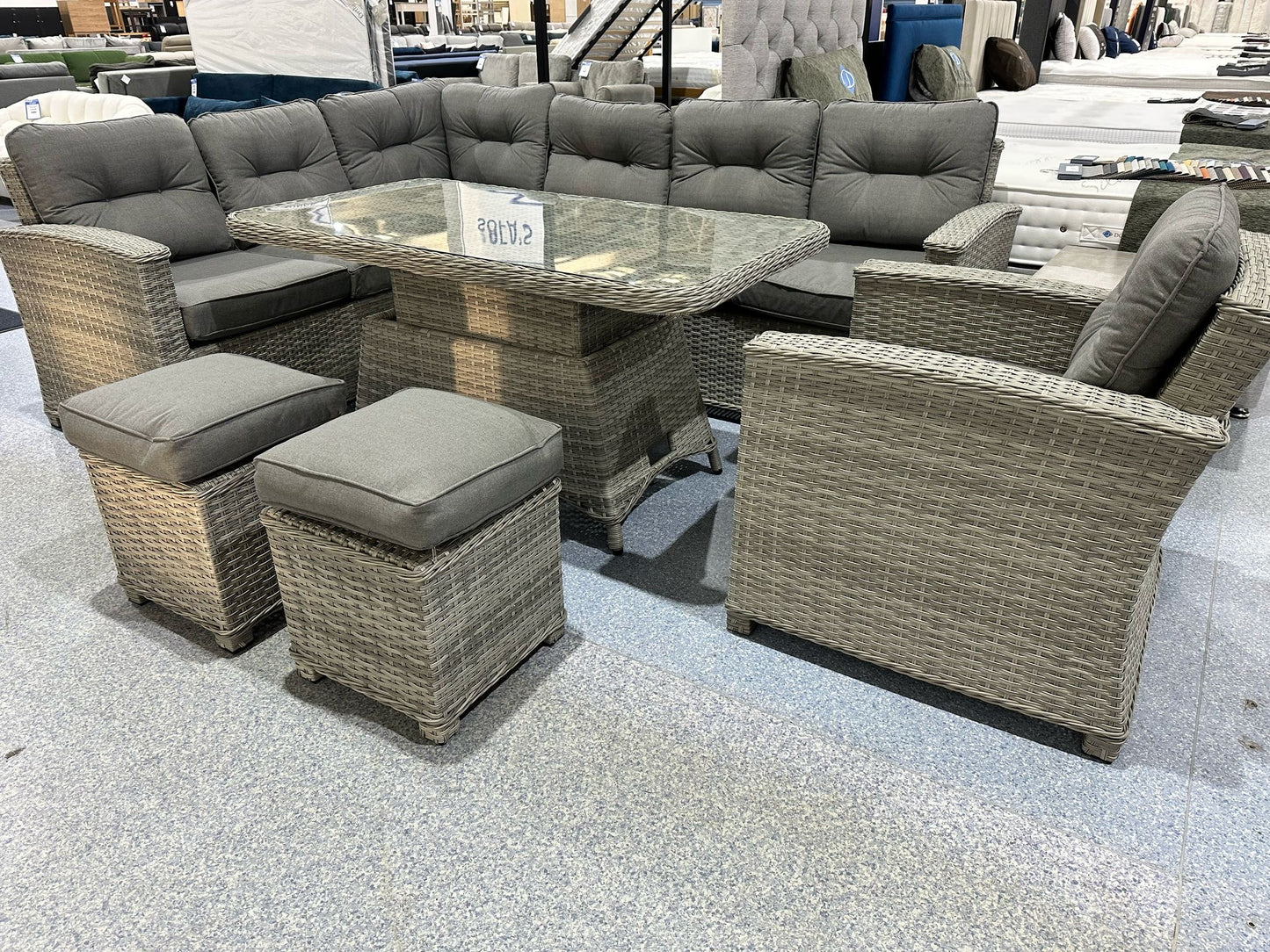 Corfu Light Grey Corner Rising Table Set