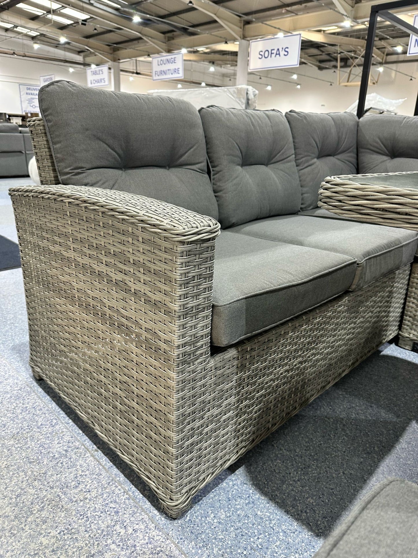 Corfu Light Grey Corner Rising Table Set
