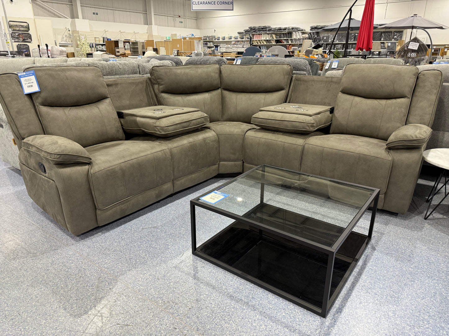 Milan Manual Reclining Corner Sofa STEEL