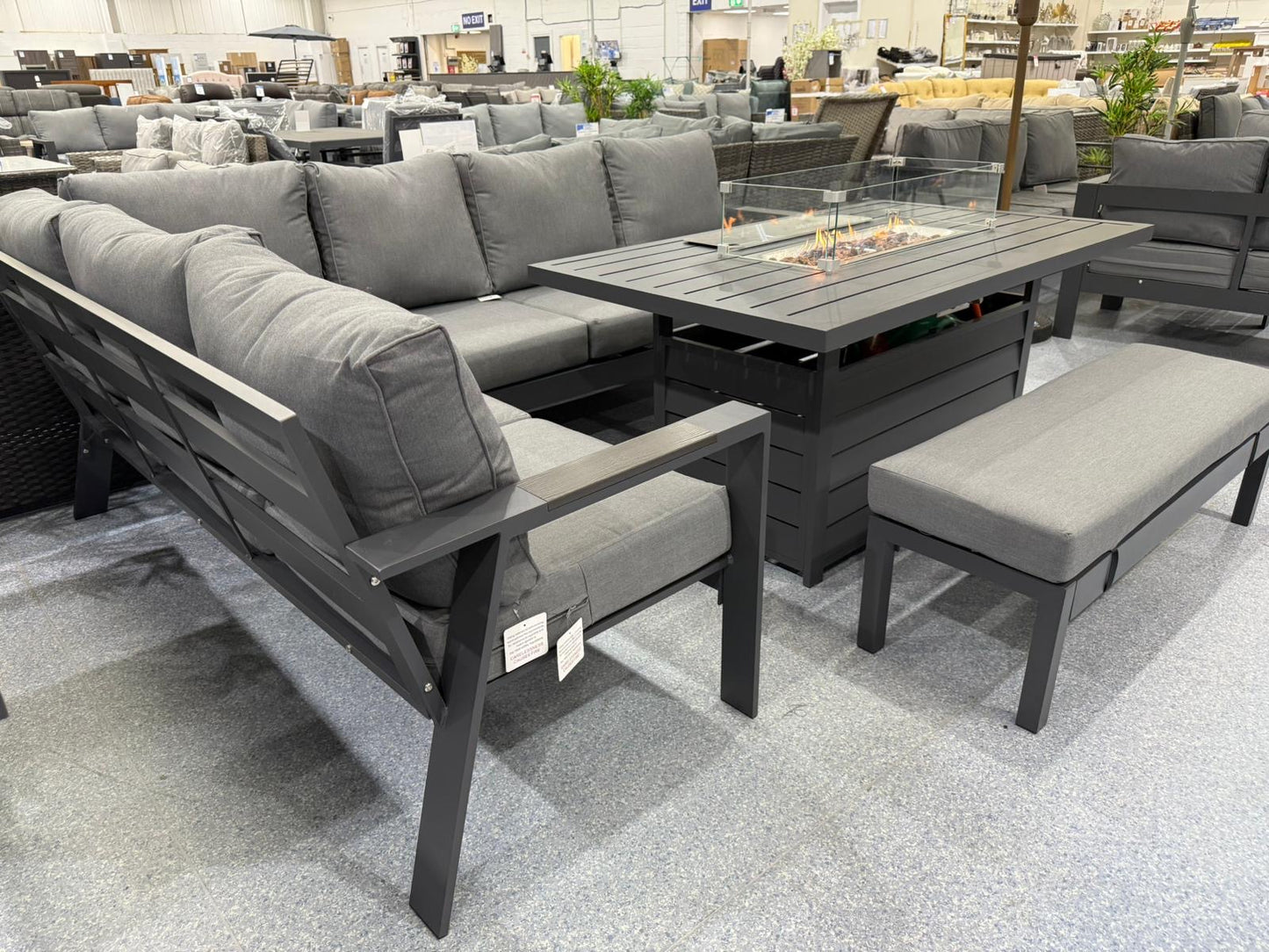 Vegas Grey Aluminium Fire Pit Table Set V2