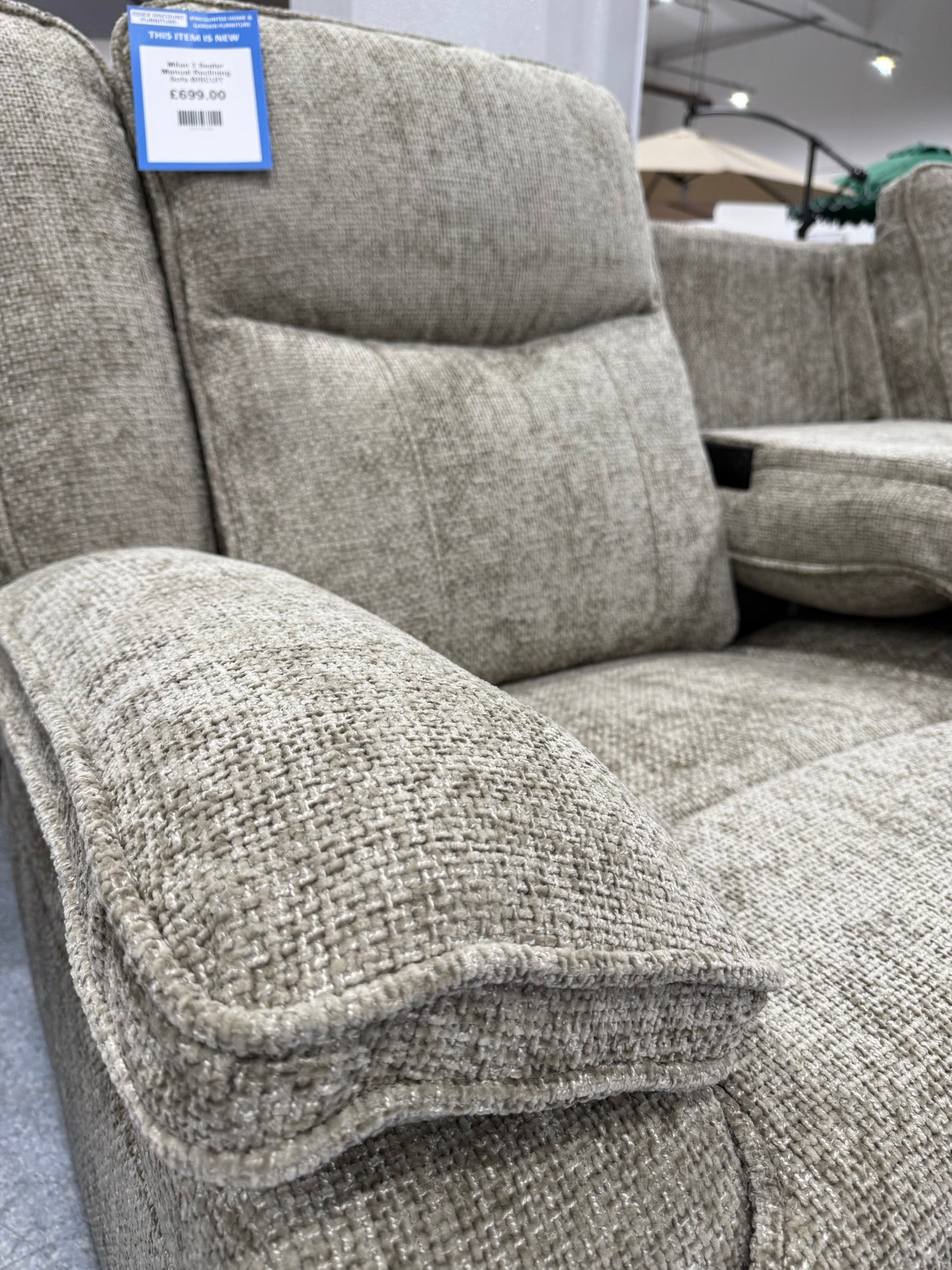 Milan 3 Seater Manual Reclining Sofa BISCUIT