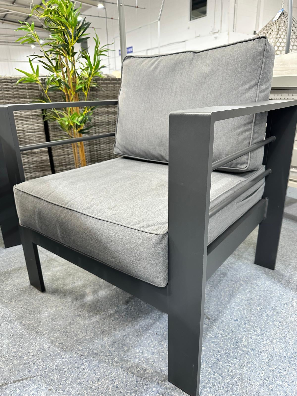 Grey Aluminium 7 Seater Sofa Fire Pit Set