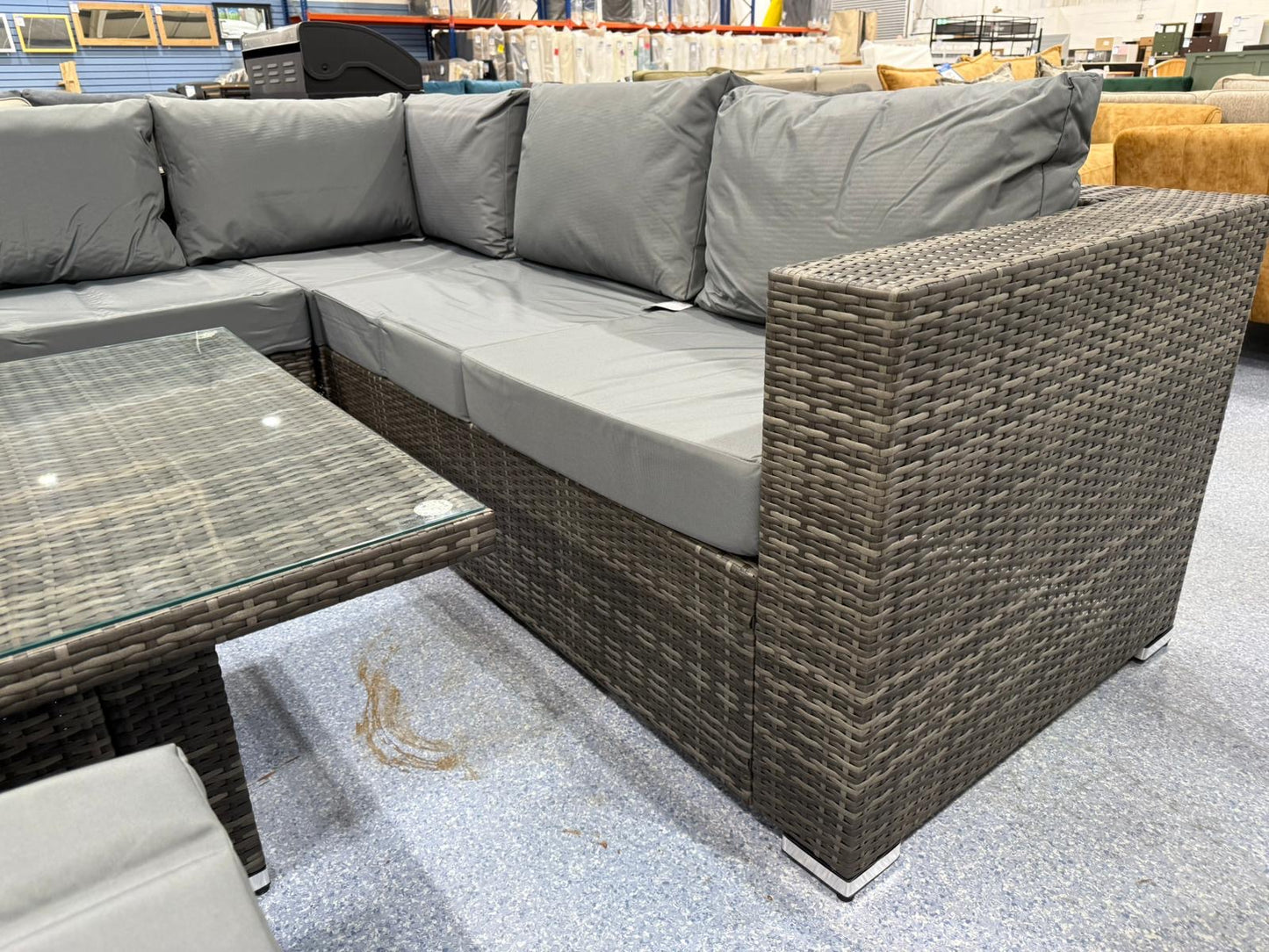 Cuba Grey Rattan Corner Rising Table Set