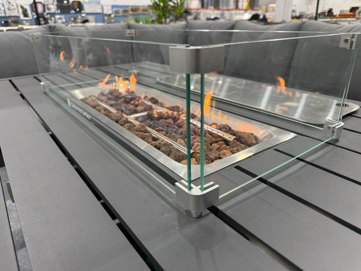 Vegas Grey Aluminium Fire Pit Table Set V2