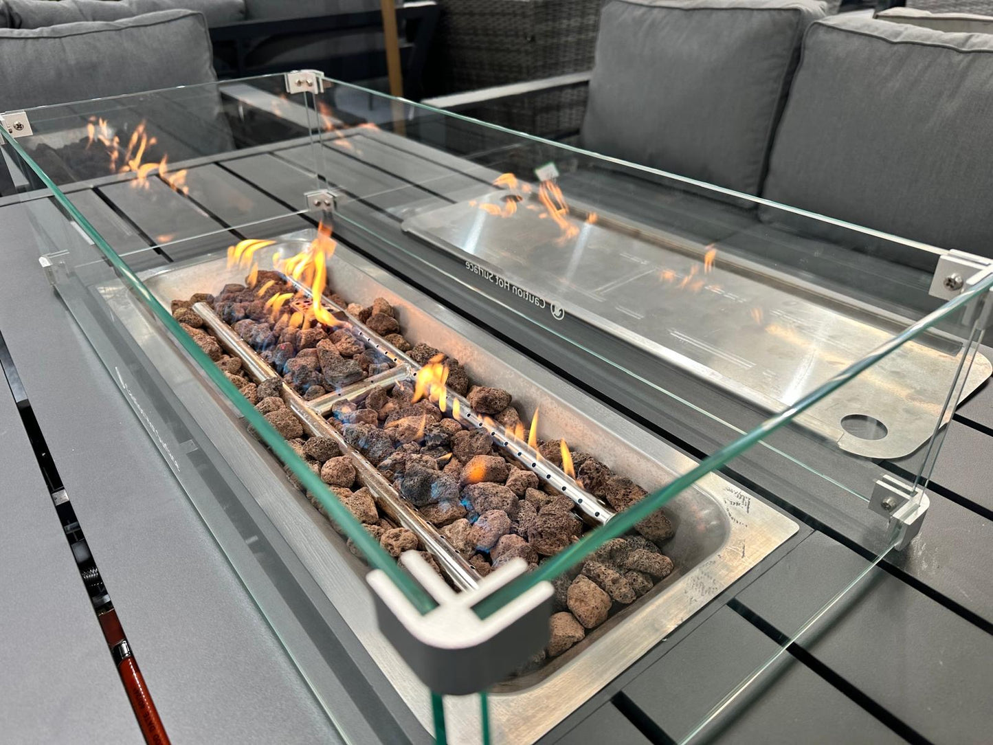Grey Aluminium 7 Seater Sofa Fire Pit Set