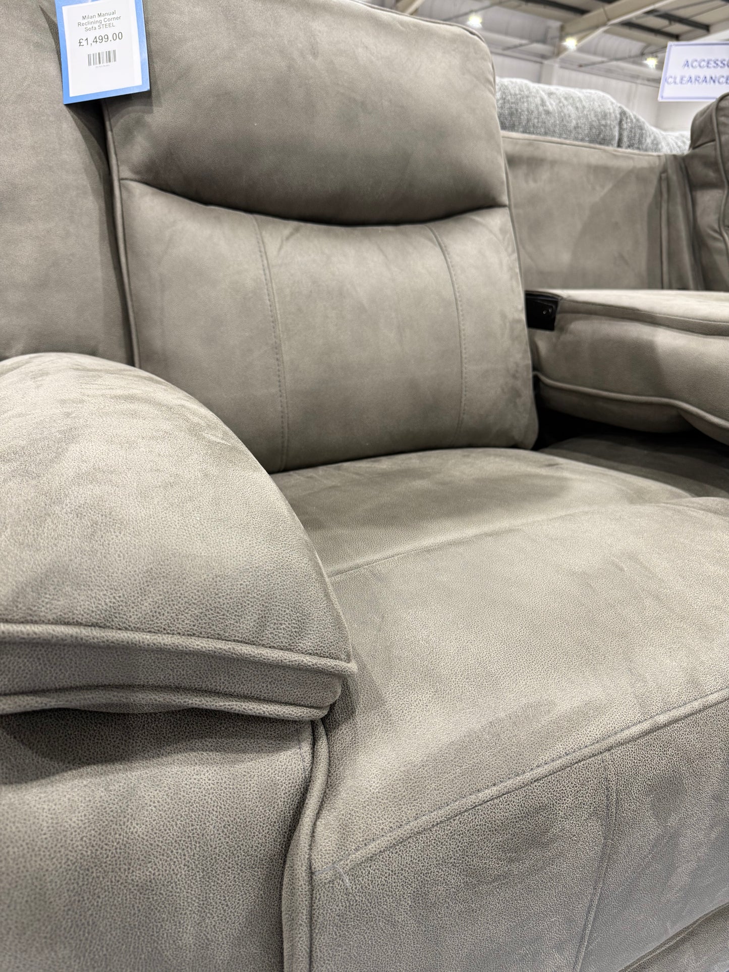 Milan Manual Reclining Corner Sofa STEEL