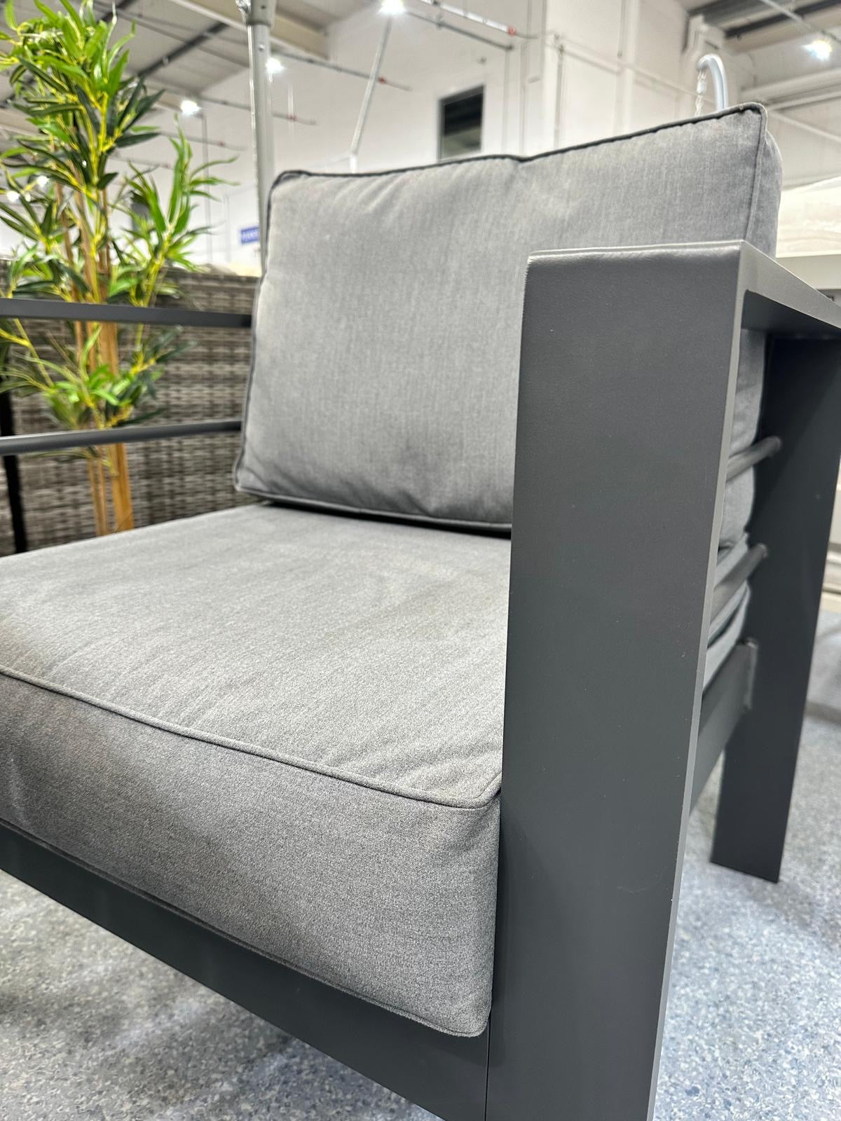 Grey Aluminium 7 Seater Sofa Fire Pit Set