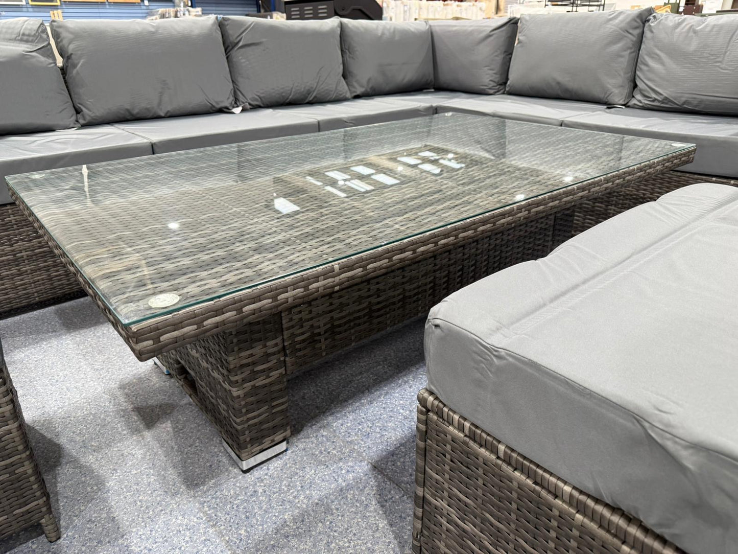 Cuba Grey Rattan Corner Rising Table Set