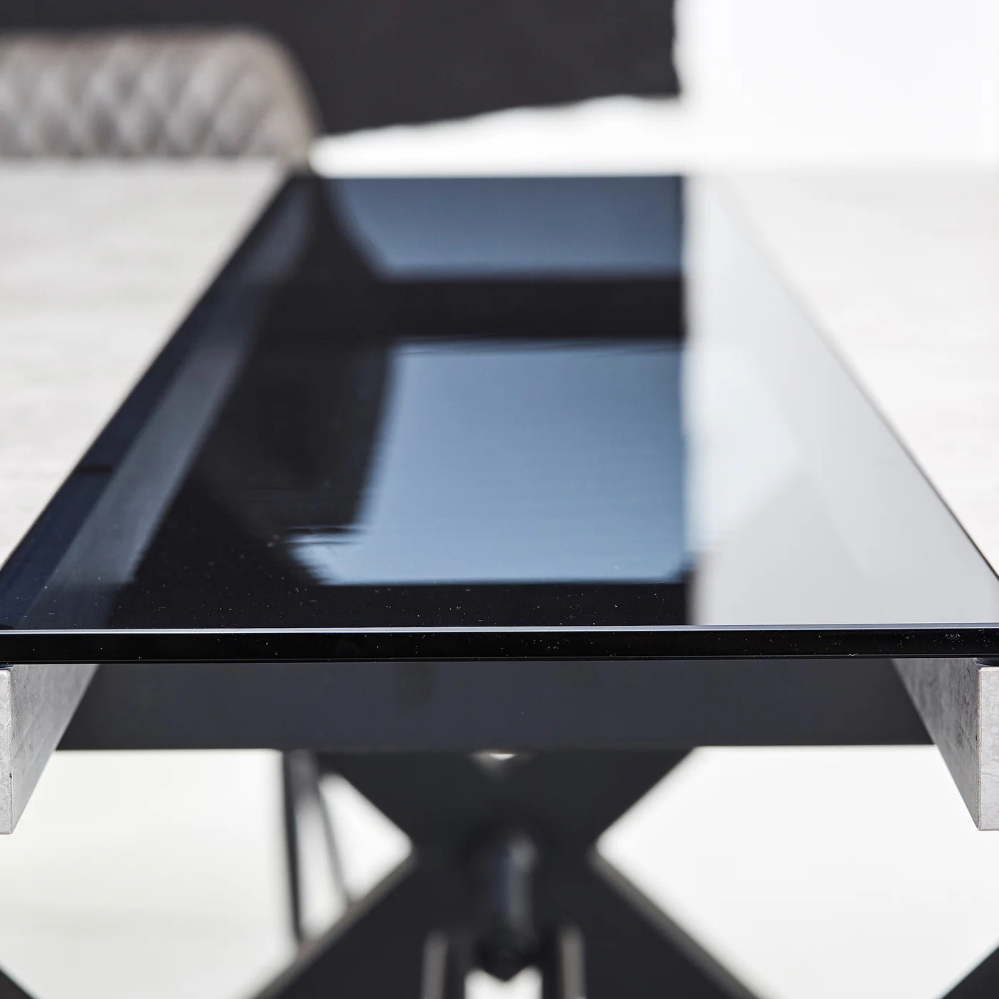Light Grey Concrete Effect With Glass Dining Table