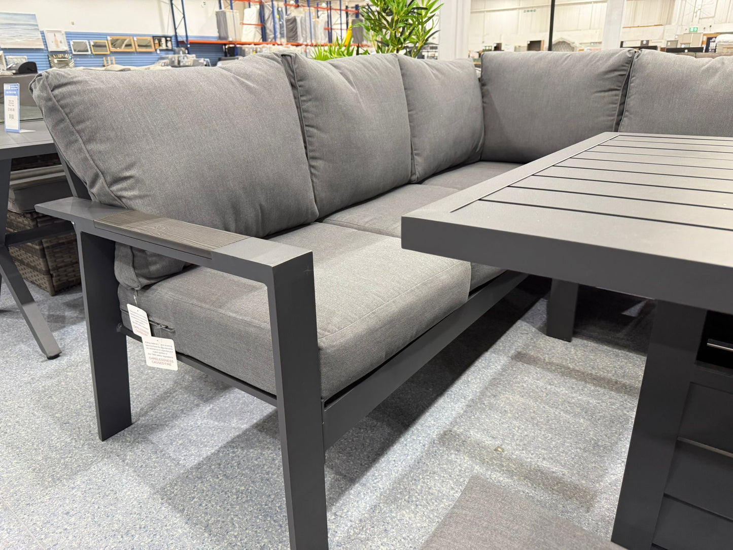 Vegas Grey Aluminium Fire Pit Table Set + Armchair V2
