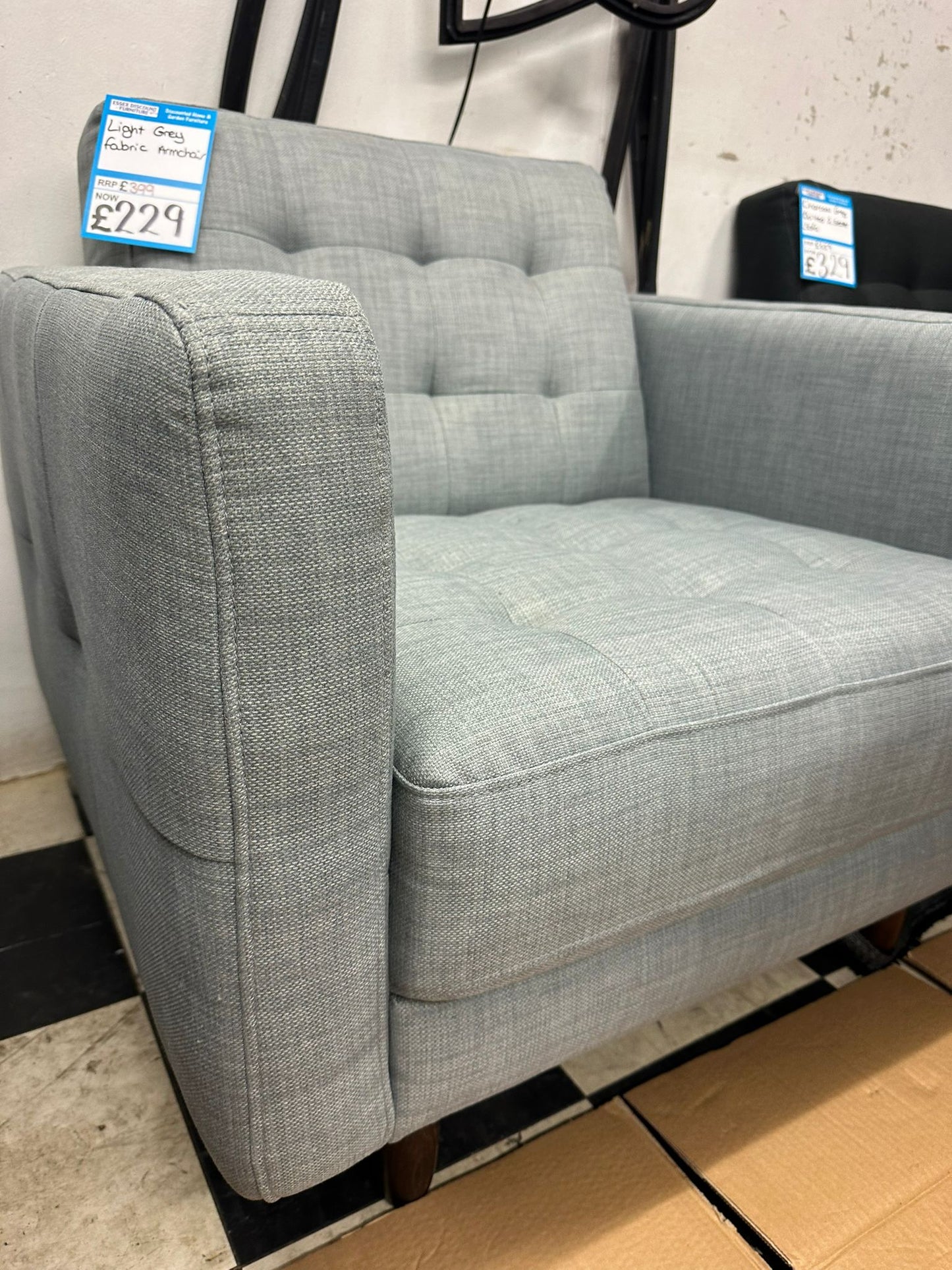 Light Grey Stitched Back Armchair