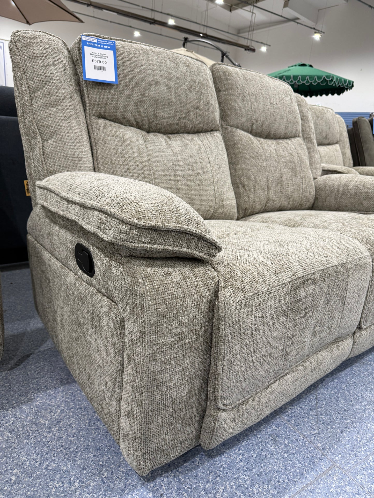 Milan 2 Seater Manual Reclining Sofa BISCUIT