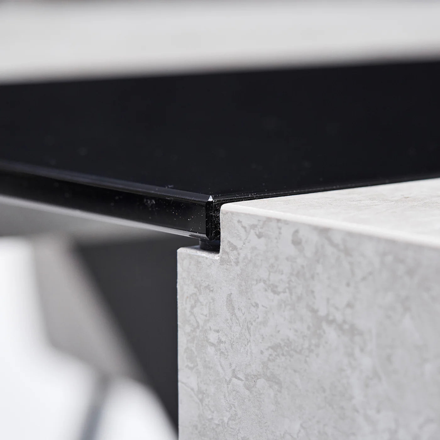 Light Grey Concrete Effect With Glass Dining Table
