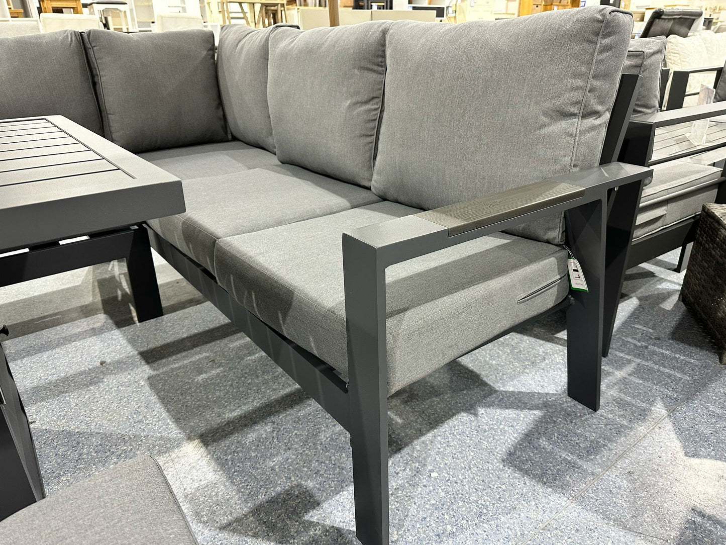 Vegas Grey Aluminium Large Corner Fire Pit Table Set