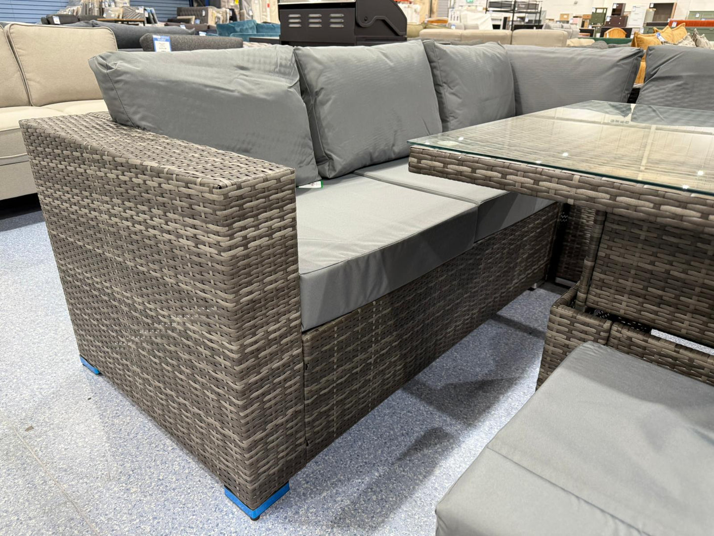 Cuba Grey Rattan Corner Rising Table Set