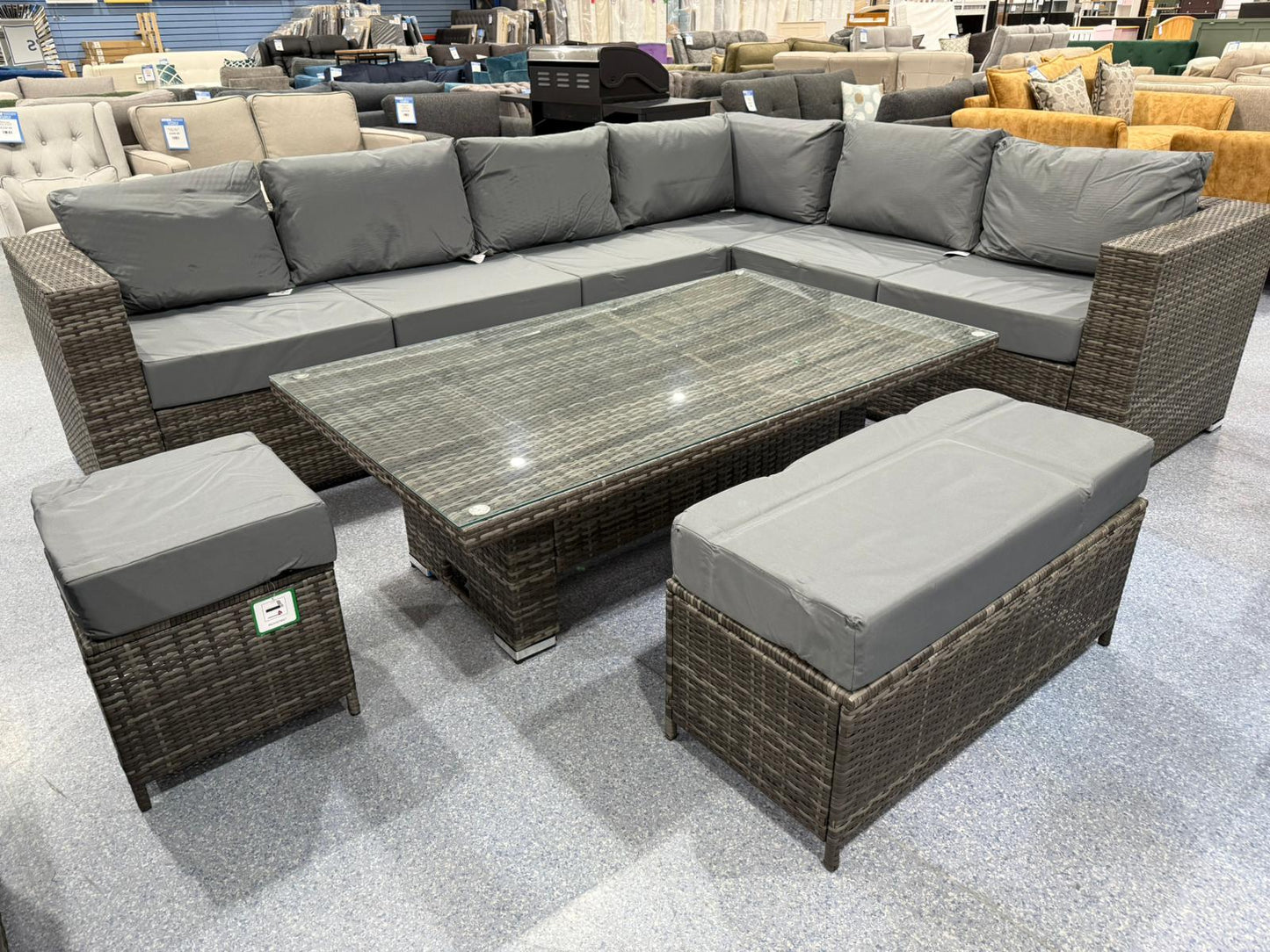 Cuba Grey Rattan Corner Rising Table Set