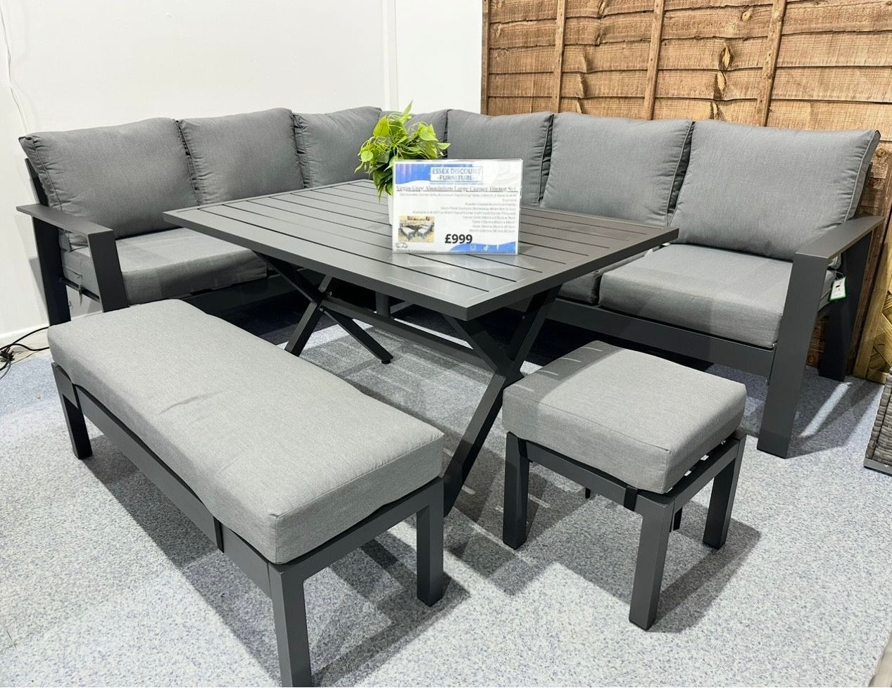 Vegas Grey Aluminium Large Corner Dining Set