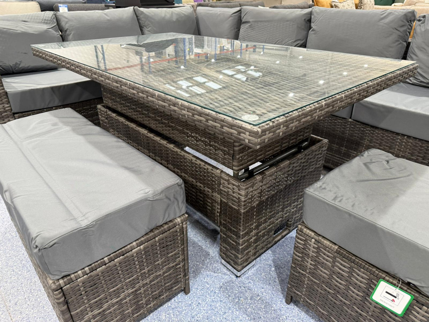 Cuba Grey Rattan Corner Rising Table Set