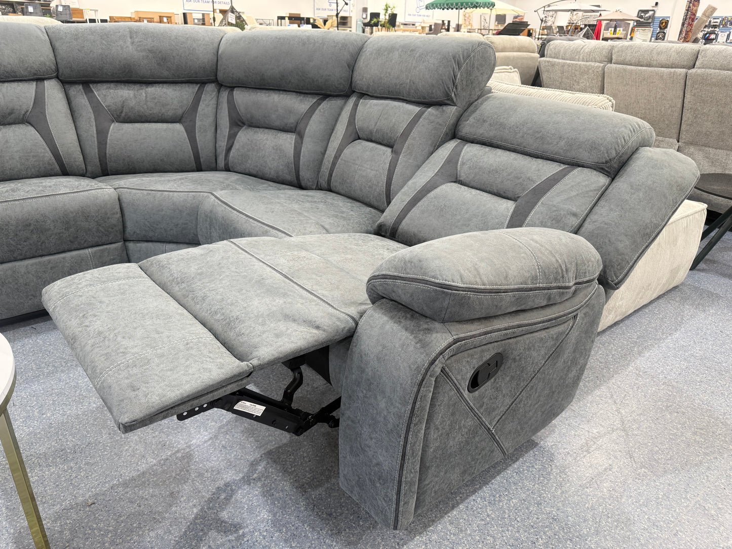 Venice Marble Grey Fabric Corner Reclining Sofa