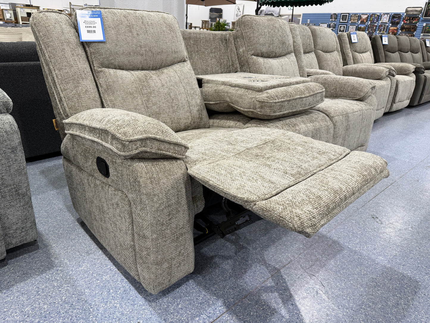 Milan 3 Seater Manual Reclining Sofa BISCUIT