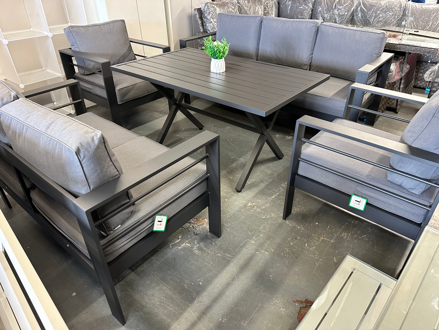 Grey Aluminium 7 Seater Sofa Dining Set