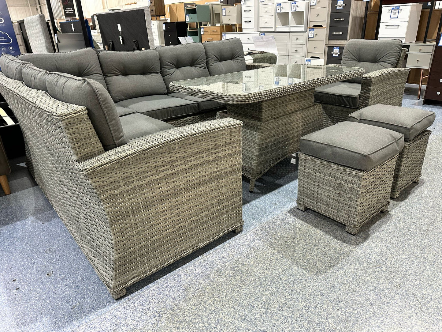 Corfu Light Grey Corner Rising Table Set