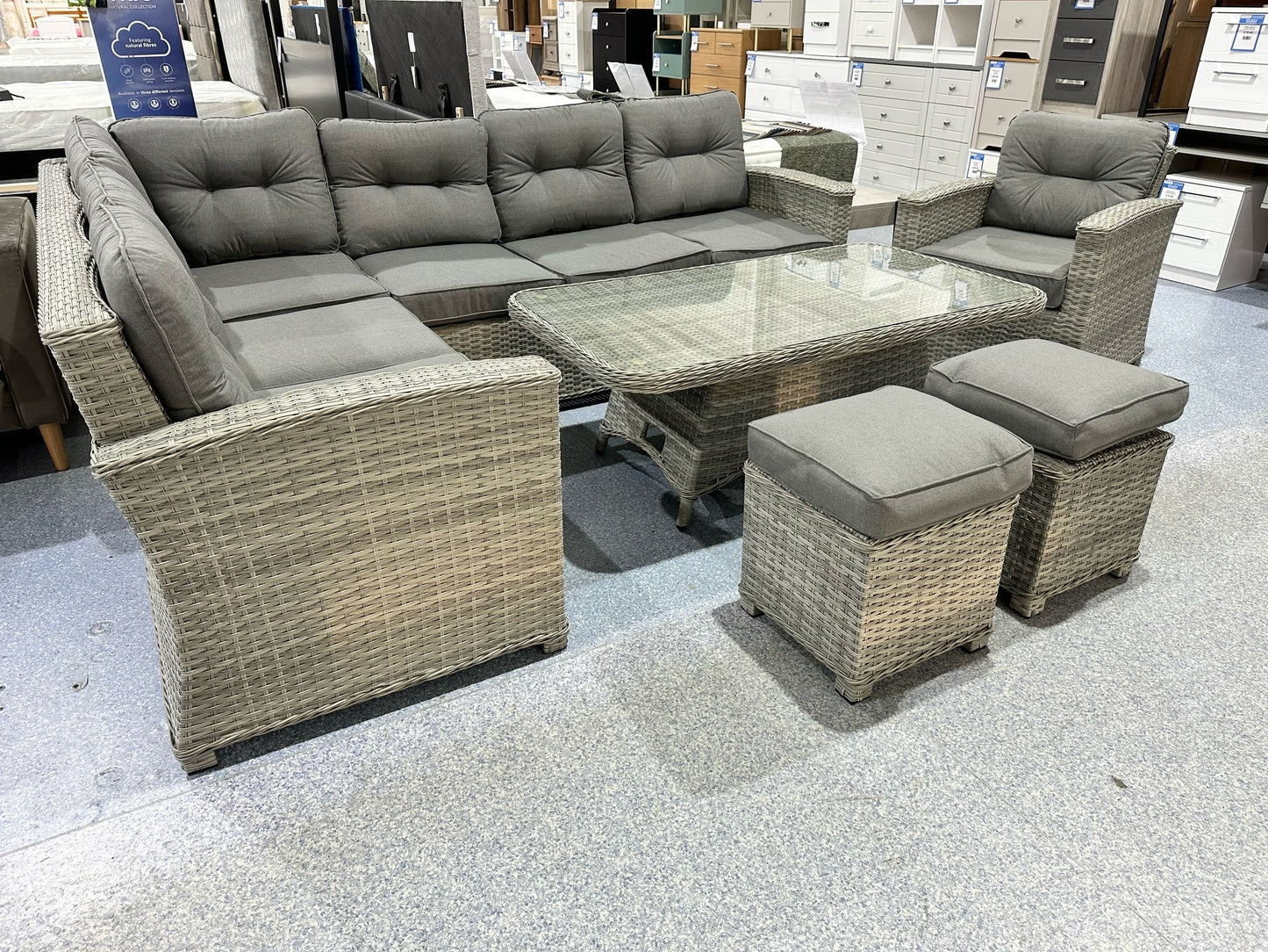 Corfu Light Grey Corner Rising Table Set