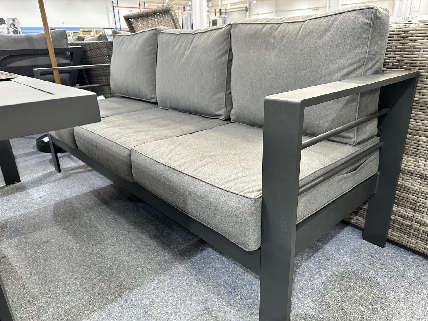 Grey Aluminium 7 Seater Sofa Fire Pit Set