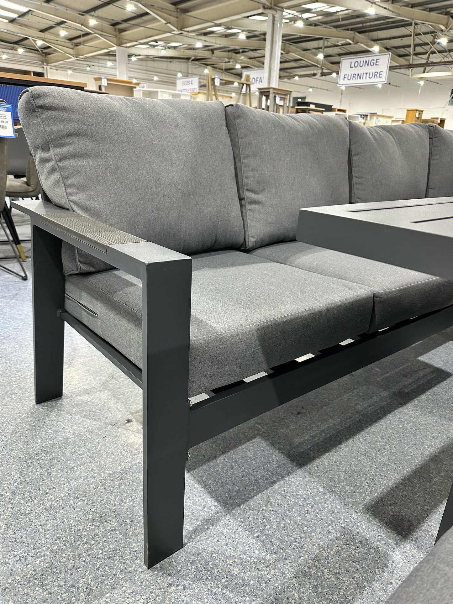 Vegas Grey Aluminium Large Corner Fire Pit Table Set