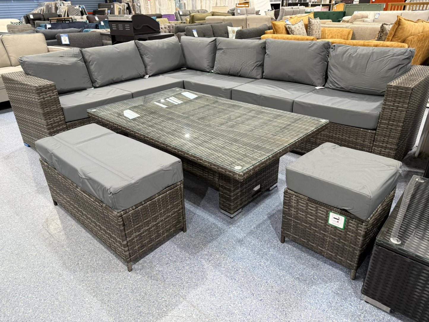 Cuba Grey Rattan Corner Rising Table Set