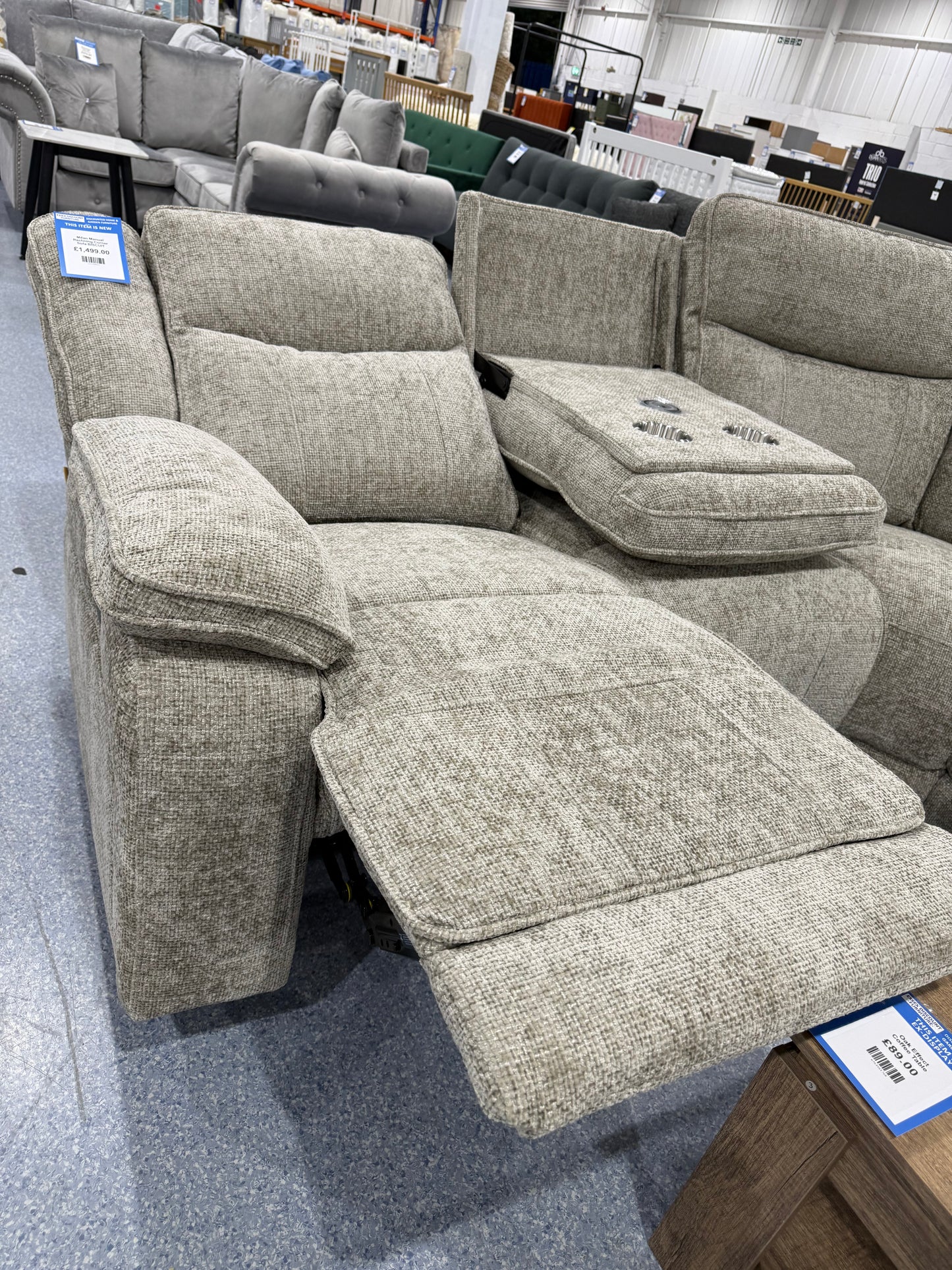 Milan Manual Reclining Corner Sofa BISCUIT