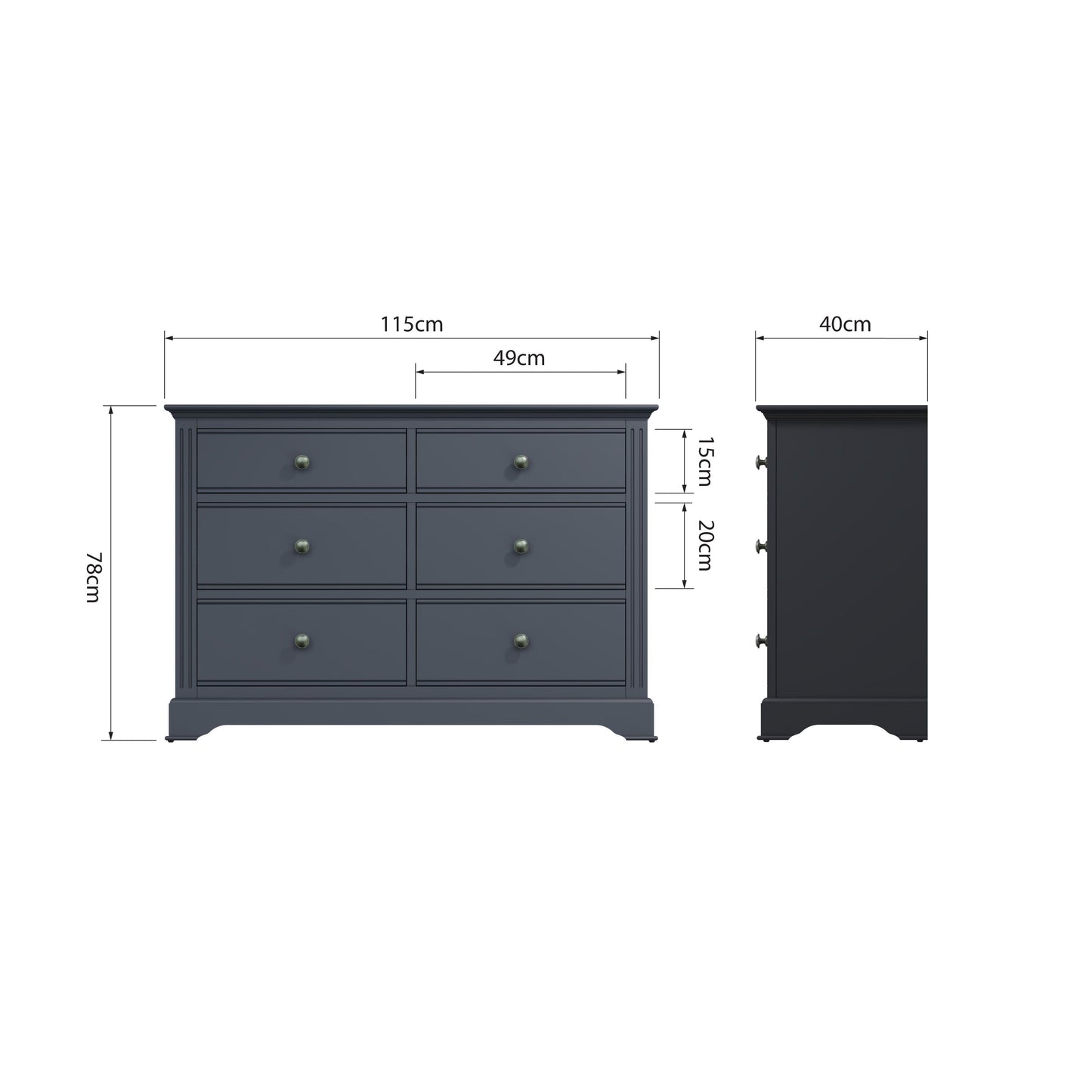 BP 6 Drawer Chest Midnight Grey