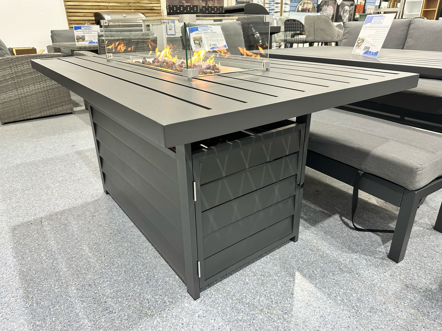 Grey Aluminium Fire Pit Table