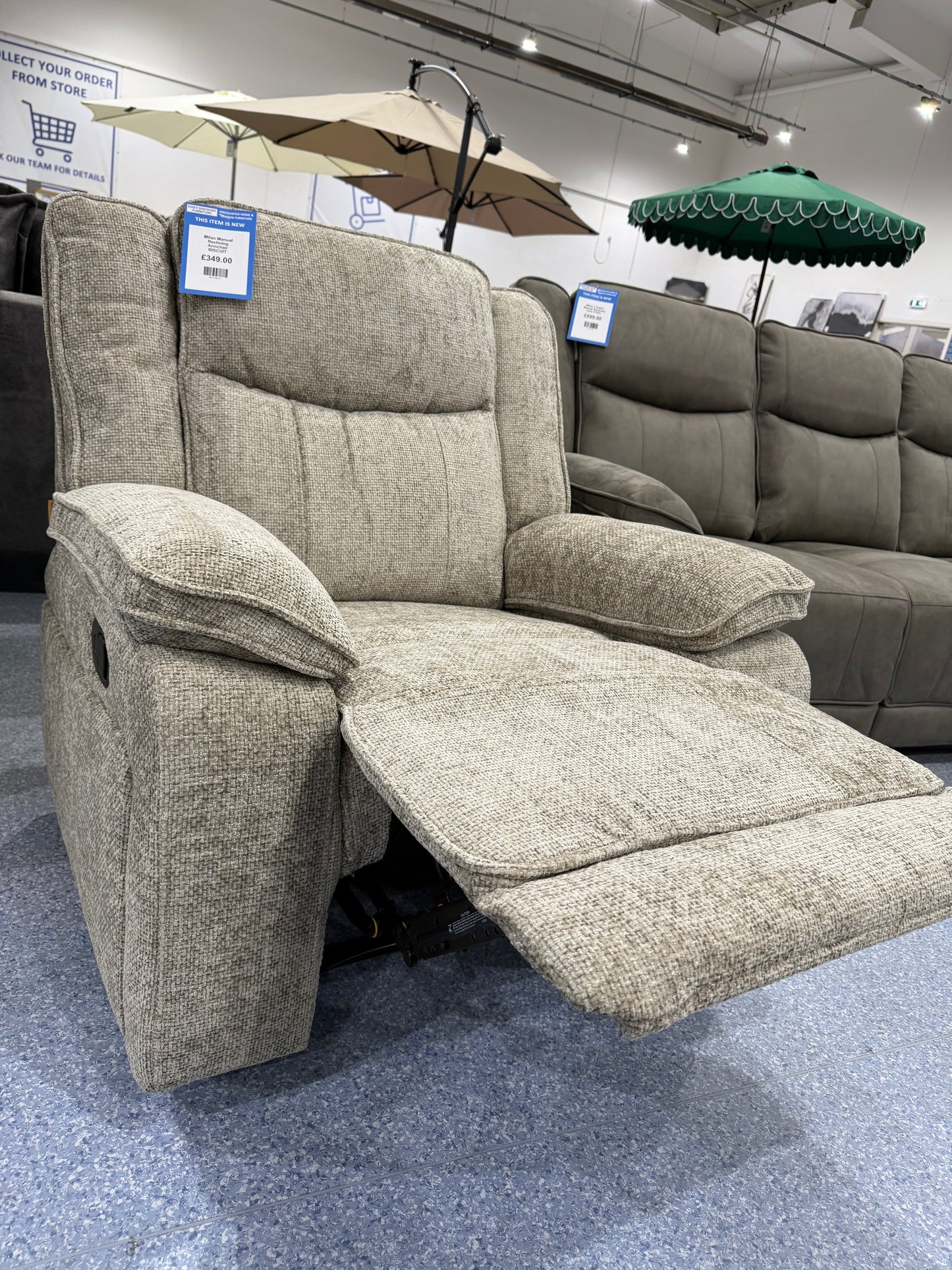 Milan Manual Reclining Armchair BISCUIT