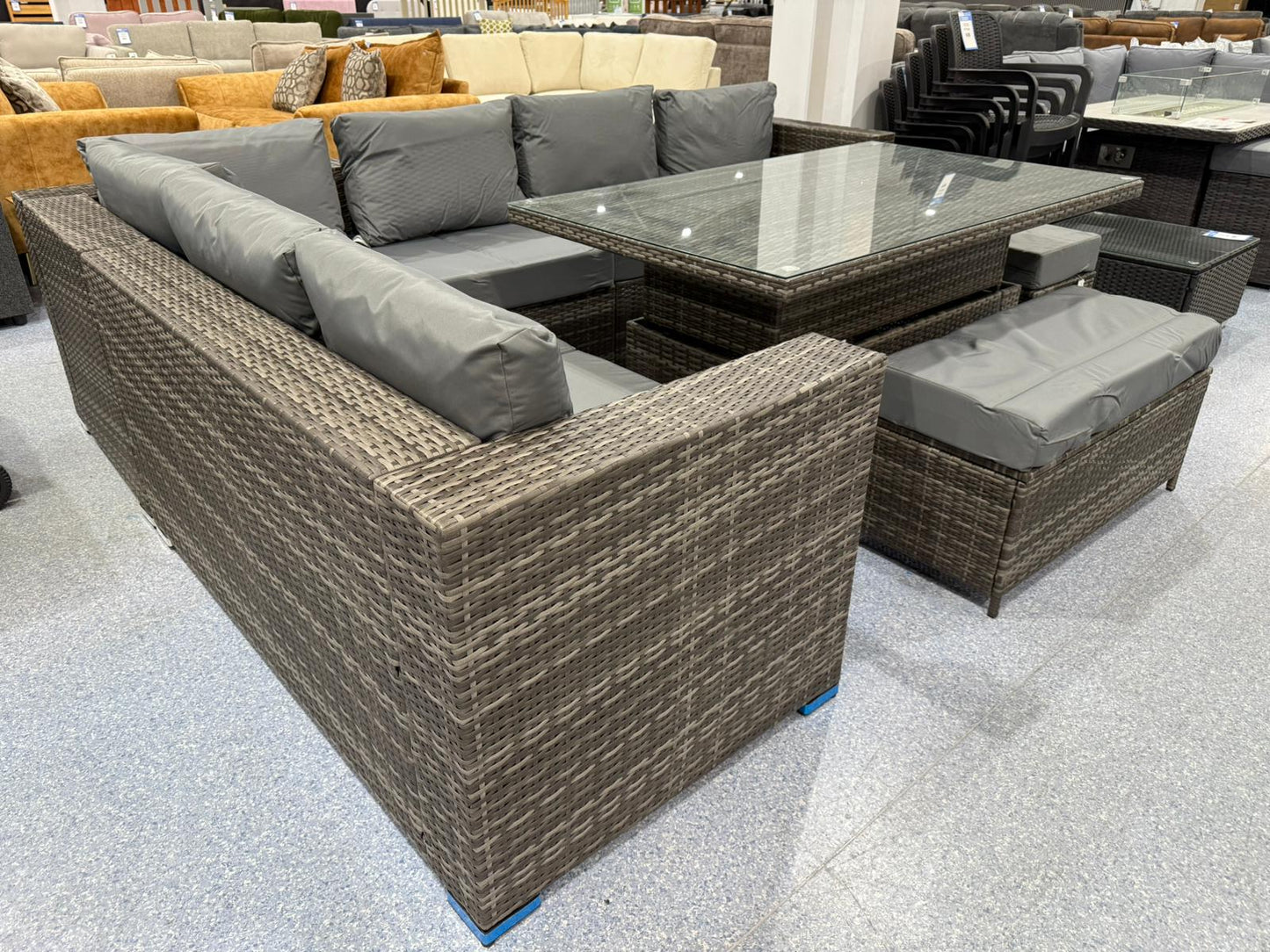 Cuba Grey Rattan Corner Rising Table Set
