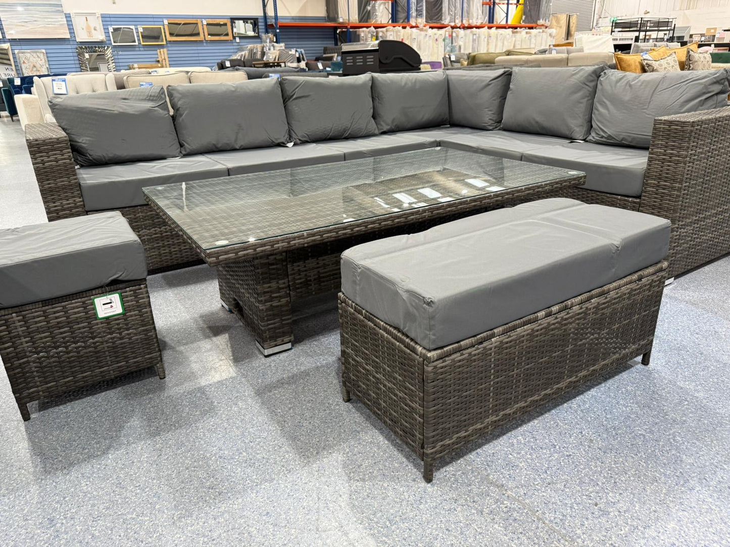Cuba Grey Rattan Corner Rising Table Set